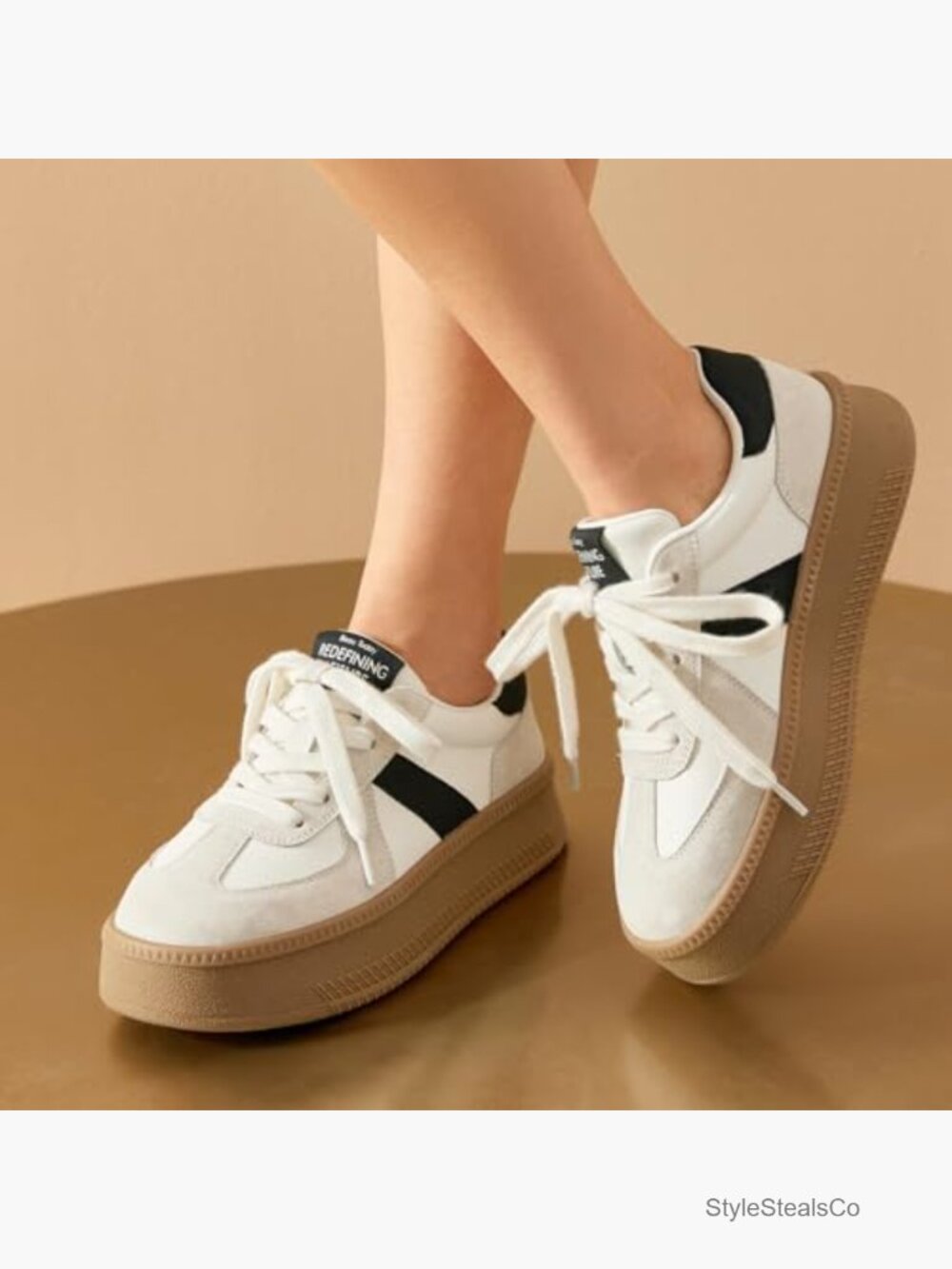 Platform Retro Sneakers, Fashion Lace Up Walking Tennis Shoes - Picture 7 of 7
